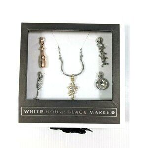 WHBM White House Black Market Silvertone New Years Crystal Necklace Set Goldtone